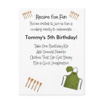 Kids Cooking Theme Invitation Postcards by jbranam Kids Cooking Theme Invitation Postcards