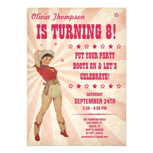 Kid's Cowgirl Birthday Invitations