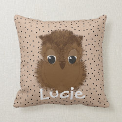 Kids Cute Baby Owl Illustration Throw Pillow