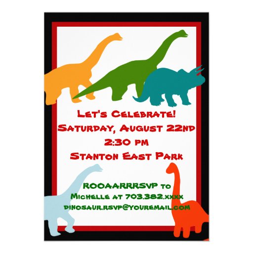 Kids Dinosaur Birthday Party Invitations