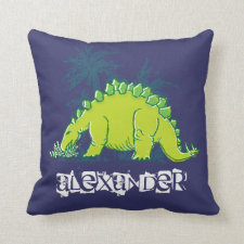 Kids Dinosaur Stegosaurus blue green pillow