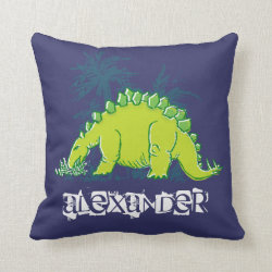 Kids Dinosaur Stegosaurus blue green pillow
