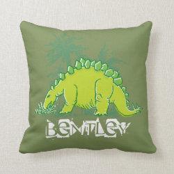Kids Dinosaur Stegosaurus green pillow