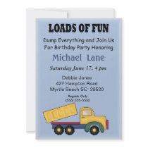 Kids Dump Truck Birthday Invitation