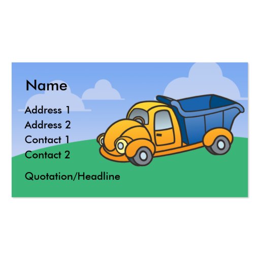 Kids Dump Truck Business Cards (standard) (front side)