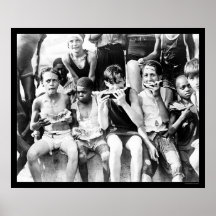 Kids Eating Watermelon 1910 Posters