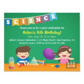 Kids Experiment Science Birthday Party Invitations