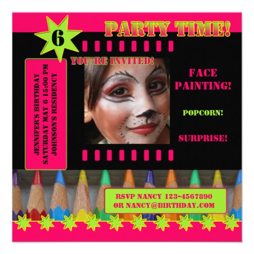 Kids Face Painting Birthday Party Invitation