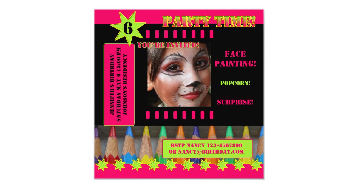 invitation painting birthday face