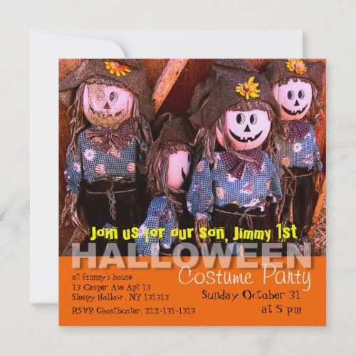 Kids First Halloween Party Invitation Scarecrow invitation