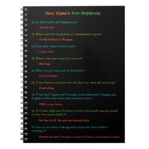 Kids Fun Test Answers | Funny Custom Notebook