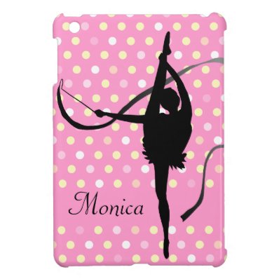 Kids girls named gymnast polka dot pink ipad mini iPad mini covers