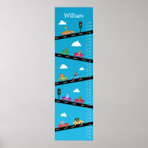 Kids Growth Chart - Animals, Cars and Numbers Poster