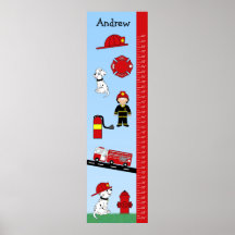 Kids Growth Chart  Fire Truck Print