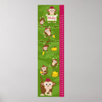 Kids Growth Chart - Girl Monkeys Posters