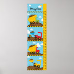 Kids Growth Construction Trucks Print