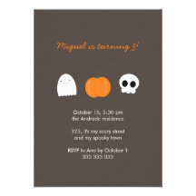 Kids Halloween Birthday Photo Skull Ghost Pumpkin Announcement
