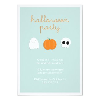 modern stylish Kids Halloween Party Cute Skull Ghost Pumpkin 4.5x6.25 Paper Invitation Card