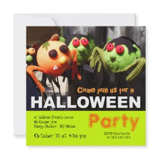 Kids Halloween Party Invitation Eye Ball Spiders invitation