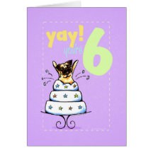 Kids Happy Birthday Age 6 Cake Pug Cards