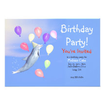Kids Happy Birthday Party Dolphin Custom Invites