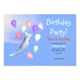 Kids Happy Birthday Party Dolphin 5x7 Paper Invitation Card