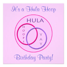 Kids Hula Hoop Birthday Party Custom Announcements