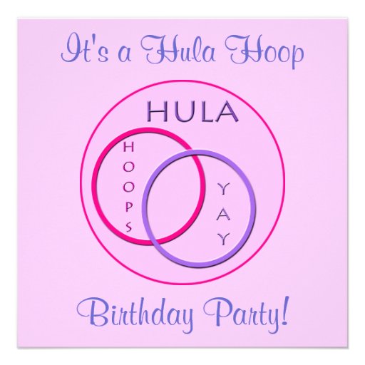 Kids Hula Hoop Birthday Party Custom Announcements