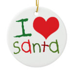 Kids I Heart Santa Round Ornament