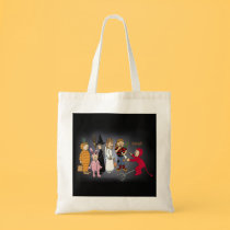 Kids in Halloween costumes. bags