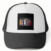Kids in Halloween costumes. Trucker Hats