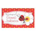 kids ladybug book plate or id name label sticker stickers