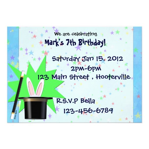 Kids Magic Party Personalized Invitations