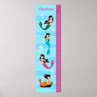 Kids Mermaid Growth Chart Print