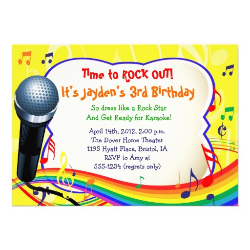 Kids Music / Singing / Karaoke Colorful Invitation