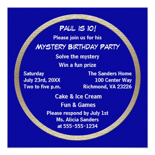 Kids Mystery Birthday Party Custom Invite