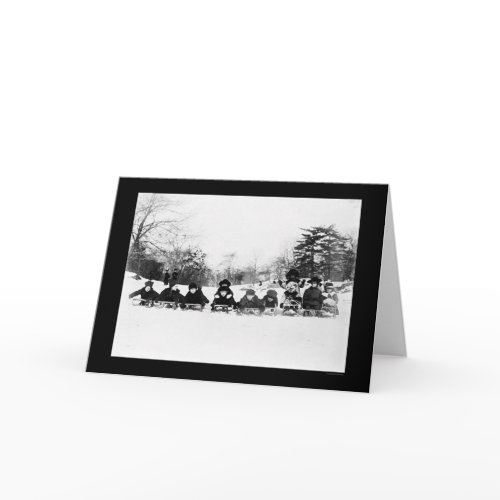 Kids on Sleds in Central Park 1915 card