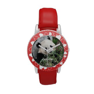 Kids Panda Watch, Red Strap