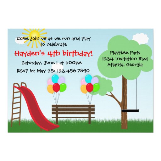 Kids Park Birthday Party Invitation (front side)