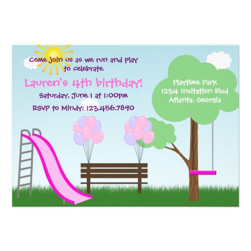 Kids Park Birthday Party Invitation (front side)