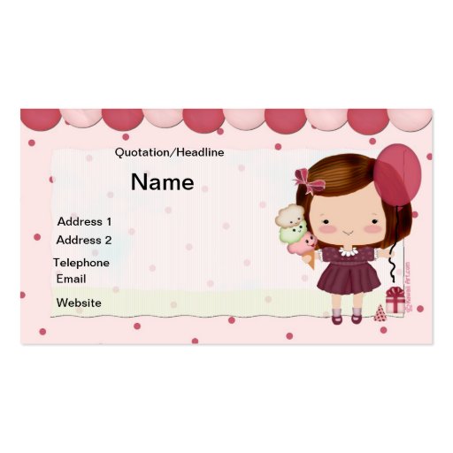 Kids Party Business Card (front side)