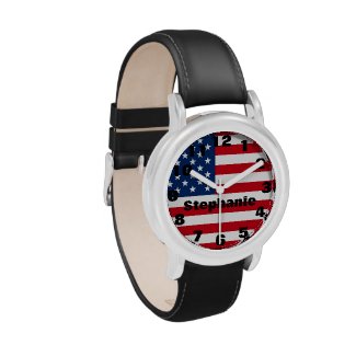 Kid's Personalized American Flag Watch