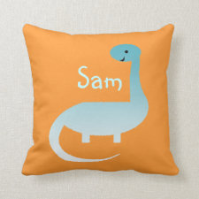 Kids Personalized Dinosaur Name Throw Pillow