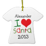 Kids Personalized I Love Santa Holiday Ornament