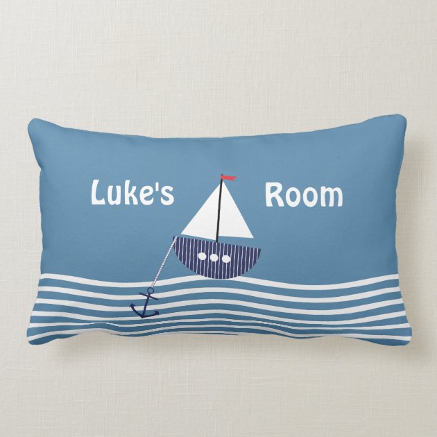 Kids Personalized Nautical Sail Boats Cushion Throw Pillows