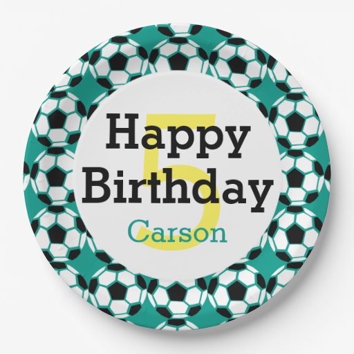 Kids Personalized Soccer Ball Happy Birthday Sport Paper Plate Zazzle