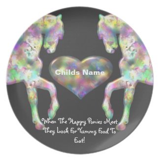 Kids Picky Eaters Plate - Rainbow Horses