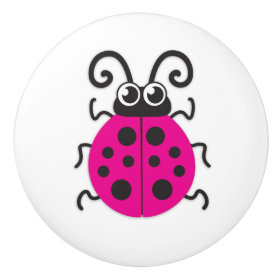 Kids pink ladybug ladybird insect graphic doorknob ceramic knob
