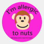 Kids pink monkey allergy alert sticker