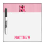 Kid's Pink Monogram "M" Dry Erase Board